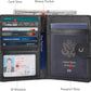 Polare Luxury RFID Blocking Leather Passport Holder Travel Wallet For Men and Women (Black with AirTag Slot(Snap Version))