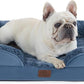 Bedsure Orthopedic Dog Bed Medium Size Dogs - Washable Medium Dog Cat Bed Waterproof, Comfort Pet Couch Sofa with Washable Removable Cover, Pets Bed with Nonskid Bottom, Plush-Blue, 28"