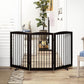 Freestanding Pet Gate for Dogs, Foldable Wooden Dog Gate for House Indoor, Tall Pet Fence for Stair, Doorway,Hall, Support Feet Included, 3 Panels 32",Brown