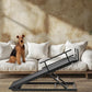 Dog Ramp for Bed, 5 Level Adjustable Dog Ramp for High Beds, Upgrade Rubber Mat High Traction Ramp with Safety Rails, Folding Pet Ramp for Bed, Couch,SUV, Natural Wood Pet Ramp for Small & Old Dogs