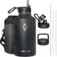 Coolflask 64 oz Insulated Water Bottle with Straw&3 Lids, Half Gallon Insulated Water Jug Galaxy Large Metal Stainless Steel Flask for Gym, Sports and Office, Keep Cold 48H Hot 24H, Starry Night