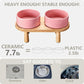 Ceramic Elevated Dog Bowls, Pet Food and Water Bowl Set for Large Dogs, 7.5 Cups Dog Bowls Raised with Wood Stand, 61OZ, Pink