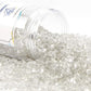 TWINKLING High Luster Round Fire Glass Stones, Marbles, Pebbles, Beads Gems for Fire Pit Vase Fillers Crafts Aquarium Garden Decoration, 3-6mm, 1-Pound Jar (Crystal)