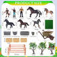 27 Pcs Horse Ranch Playset, 5 Horse Figurines 3 People Figurines 8 Fence 3 Model Trees 1 Moss Mat for Diorama Project Educational Gift Cake Topper
