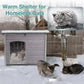 Indoor Outdoor Dog House,Anti-Chewing Iron Frame Dog Kennel,Wood Warm Pets Home,Weatherproof Outside Shelter for Feral Animal 33.5" (L) X 22" (W) X 25.2" (H) Grey