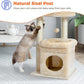 PEQULTI Cat Tree Cat Tower for Indoor Cats with Private Cozy Cat Condo, Natural Sisal Scratching Posts and Plush Pom-pom for Small Cats,Beige