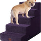 EHEYCIGA Dog Stairs for High Bed 22.5" H, 5-Step Dog Steps for Bed, Pet Steps for Small Dogs and Cats, Non-Slip Balanced Pet Ramp Indoor, Purple