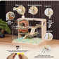 Wooden Hamster Cage, 15.8" 3-Layer Acrylic Dwarf Hamster Cages,Top Open Small Animal Cages with Stairs, Fences, Pastoral Style Mouse Cage for Pet Mice, Hedgehog