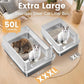 XXXL Stainless Steel Litter Box,Extra Large 28" L x 20" W Metal Litter Box for Big Cats & Multiple Cats with High Sided, Anti-Urine Leakage, Non-Sticky, Easy Cleaning, Include Scoop(White