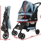 ROODO 4 Wheel Dog Cat Pet Stroller Best Lightweight Foldable Compact Portable Jogger All Terrain Travel Pet Gear Puppy Doggie Bunny Kitty Stroller for up to 30lbs Medium Small Dogs Cats(Sky Blue)