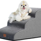 GoGoBunny Ramp Dog Stairs for Couch Sofa and Chair 15.7" H, 3-Step Pet Steps for Small Dogs and Cats, Non-Slip Waterproof Fabric Cover, Stable and Balanced Indoor Step, Pets Friendly, Grey