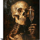 Quorin Gothic Skeleton Wall Art Goth Skull Champagne Wall Decor Dark Academia Pictures Horror Canvas Print Painting Artwork for Bathroom Living Room Bedroom 12"x16"