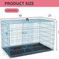 FDW Dog Crate for Large Dogs 48 Inch Folding Metal WirePet Cage Double Door W/Divider Panel Indoor Outdoor Kennel Leak-Proof Plastic Tray,Blue