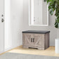 2-Tier Storage Bench, Shoe Bench with Padded Seat Cushion, Entryway Bench with 2 Barn Doors, Adjustable Shelf, 13.8" D x 27.6" W x 17.7" H, for Entryway, Living Room, Bedroom, Greige