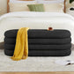 Storage Ottoman Bench 49.2 Inch Upholstered Fabric Storage Bench for Bedroom End of Bed Aesthetic Large Oval Ottoman for Living Room Entryway (Black)