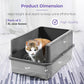 iPrimio Stainless Steel Litter Box - Cat Litter Box Enclosure with Enclosed Sides for Odor Control - Durable, Rust-Resistant Metal - Easy Clean Design, Applicable for Large Cats - 2 Pack