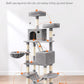 Feandrea Cat Tree, 66.1-Inch Large Cat Tower with 13 Scratching Posts, 2 Perches, 2 Caves, Basket, Hammock, Pompoms, Multi-Level Plush Cat Condo for Indoor Cats, Light Gray UPCT165W01