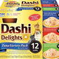 INABA Dashi Delights for Cats, Shredded Chicken with Bonito Flake Broth, 2.5 Ounce Cup, 12 Cups Total, Tuna Variety