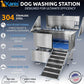 KANIS Professional Dog Washing Station - 304 Stainless Steel Pet Wash Sink & Grooming Bath Tub for Home with Ramp, Shower, Floor Grate, Storage Drawer, Faucet, Drain Kit for Large, Medium & Small Pets
