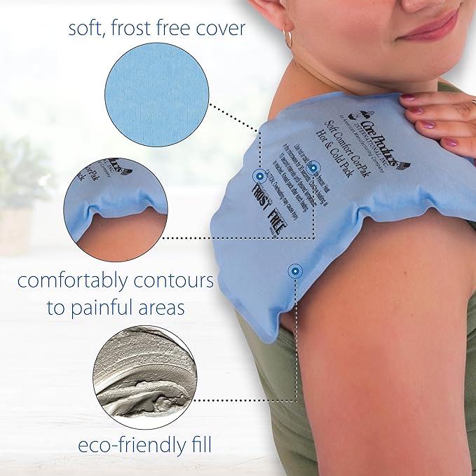 Core Products Soft Comfort CorPak – Reusable Hot & Cold Therapy Pack, Ice Pack for Injuries, No-Frost Compress for Muscle, Back & Joint Pain Relief – 6" x 10", Made in USA