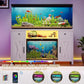 75 Gallon Fish Tank Stand with LED Light & Power Outlets, 55-75 Gallon Aquarium Stand with 2 Drawers & 2 Barn Doors, 52" L x 20" W Cabinet for 2 Fish Tank Accessories Storage, Turtle Tank, White