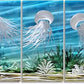 SYGALLERIER Coastal Metal Wall Art Handcrafted 3D Jelly Fish Aluminum Artwork Modern Sea World Pictures Contemporary Abstract Sculpture for Living Room Bedroom Bathroom Decor