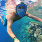 QingSong Full Face Snorkel Mask for Adults, Snorkeling Gear with Camera Mount, 180 Degree Panoramic View Snorkel Set Anti-Fog Anti-Leak