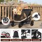 Dog Stroller for Large Dogs One-Click Folding 4 Wheel Foldable Dog Stroller for 2 Dogs with Storage Pocket Suitable for Pets Up to 110LBS (Black, Large)
