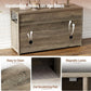 Cat Litter Box Enclosure for 2 Cats, 47" Double Hidden Litter Box Furniture with Scratch Pad, Farmhouse Indoor Litter Box Cabinet Cat Washroom, Grey