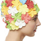 BEEMO Floral Petal Ladies Bathing Swim Cap Women Retro Swim Hat Long/Short Hair