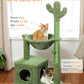 Cactus Cat Tree 40" Cat Tower with Large Metal Carpet Hammock, Cat Scratching Post for Indoor Cats with Condo & Replaceable Toy Ball, Green