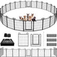 Dog Playpen Outdoor 24 Panels Heavy Duty Dog Fence 32" Height Anti-Rust with Doors Portable for RV Camping Yard, Total 54FT, 227 Sq.ft, Snowy Black