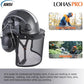 LOHASPRO Forestry Safety Helmet Chainsaw Helmet with Mesh Face Shield and Ear Muffs for Tree Logging Cutting Wood Arborist Helmet (Black Graphite Pattern with Mesh Face Shield+Earmuff)