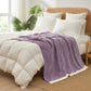 Snuggle Sac Buttery Purple Throw Blanket for Couch, Reversible Super Soft Knitted Blankets, Warm Cozy Knit Fuzzy Plush Lightweight Throws Dupes for Sofa, Bed, Picnic, Purple, 50 x 70 inches
