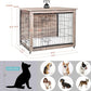DWANTON Dog Crate Furniture with Cushion, Wooden Kennel Table with Double Doors, Indoor Dog House, Medium Size, 32.5" L, Greige