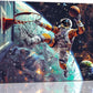 Quorin Astronaut Wall Art Funny Spaceman Basketball Pictures Space Galaxy Planet Wall Decor Canvas Print Painting Artwork for Bathroom Living Room Bedroom 12"x16"