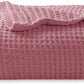 Bedsure 100% Cotton Blanket Twin XL Size for College Dorm - Breathable and Soft, Waffle Weave Twin Blanket for Summer, Dorm Room Essentials, Dusty Rose, 66x90 inches
