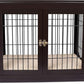 INTERNET'S BEST Decorative Dog Kennel with Pet Bed, Small Pet House, Double Door Indoor Crate, Engineered Wood & Wire Furniture, Side Table & Nightstand, Fits Small Dogs - Espresso