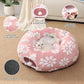 Cat Tunnel for Indoor Cats, Cute Peekaboo Cat Cave with Dangling Balls, Pet Donut Tunnel Bed with Circle Mat for Puppy Kitten Rabbit, Pink