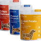 Sweet Potato, Oatmeal & Peanut Butter Dog Training Treats Variety Pack of 3 Human Grade Grain Free Cookies Made in USA