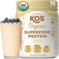 KOS Plant Based Protein Powder, Vanilla USDA Organic - Low Carb Pea Protein Blend, Vegan Superfood Rich in Vitamins & Minerals - Keto, Soy, Dairy Free - Meal Replacement for Women & Men - 10 Servings
