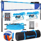 Portable Outdoor Volleyball Net Set System for Backyard Beach with Heavy Duty Poles, Durable Net, PU Volleyball & Pump, Carry Bag