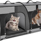 Double Cat Car Travel Carrier, Twin Compartment Show House Cat Cage/Condo，Portable Pet Crate for 2 Cats Travel Double Dog Crate Set for Long Distance Travel