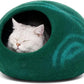 MEOWFIA Cat Cave – Premium Felt Cat Bed for Indoor Cats, Handmade 100% Merino Wool (Medium, Emerald)