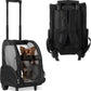 KOPEKS Deluxe Backpack Pet Travel Carrier with Double Wheels for Pets up to 10 Pounds - Black - Approved by Most Airlines