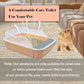kathson Open Cat Litter Box with High Side,Anti-Splashing Cats Litter Pan Semi-Enclosed Removable Cats Litter Boxes with Litter Sifting Scoop Open Top Kitty Toilet for Easy to Clean(Khaki)