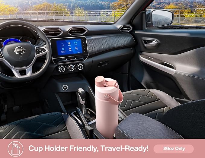 26 oz Insulated Water Bottle with 2-in-1 Straw and Spout Lid, Keep Cold 24H, Leak-Proof, Fits in Car Cup Holder, Stainless Steel Water Bottle for Sports, Travel, Gym, and School (Mushie Belle)