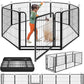 Dog Playpen Outdoor Extra Wide 8 Panels Heavy Duty Dog Fence 32" Height Anti-Rust with Doors Portable for RV Camping Yard, Total 21FT, 35 Sq.ft, Snowy Black