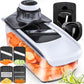 Fullstar Mandoline Slicer for Kitchen, Fruit Cutter, Cheese Grater, Cucumber Slicer, Veggie Spiralizer, Food Cutter & Kitchen Gadgets with Safety Glove (6 in 1, White)