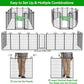 Dog Playpen Outdoor 12 Panels Heavy Duty Dog Fence 47" Height Anti-Rust with Doors Portable for RV Camping Yard, Total 27FT, 58 Sq.ft, Snowy Black